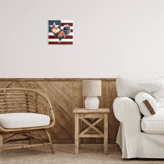 Stupell Industries Americana Rooster Single Star United States Flag Wall Plaque Art